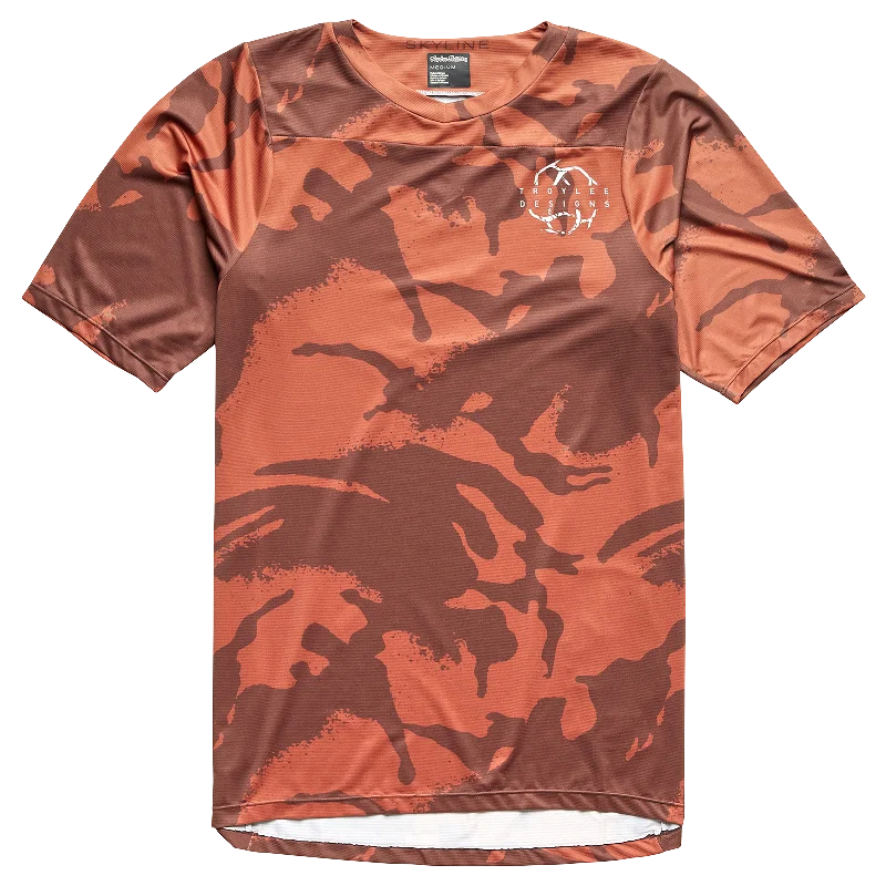 bicycle gear responsiveness-Troy Lee Designs Skyline Short Sleeve MTB Jersey - Shadow Camo - Brick