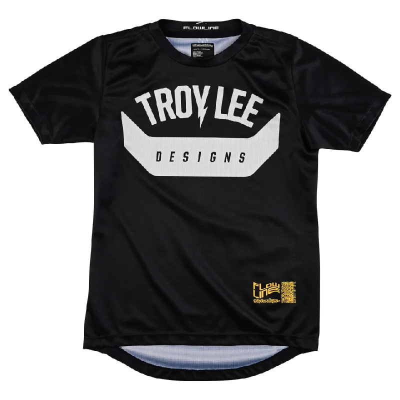 bicycle stem comfort-Troy Lee Designs Flowline Short Sleeve MTB Jersey - Youth - Aircore - Black