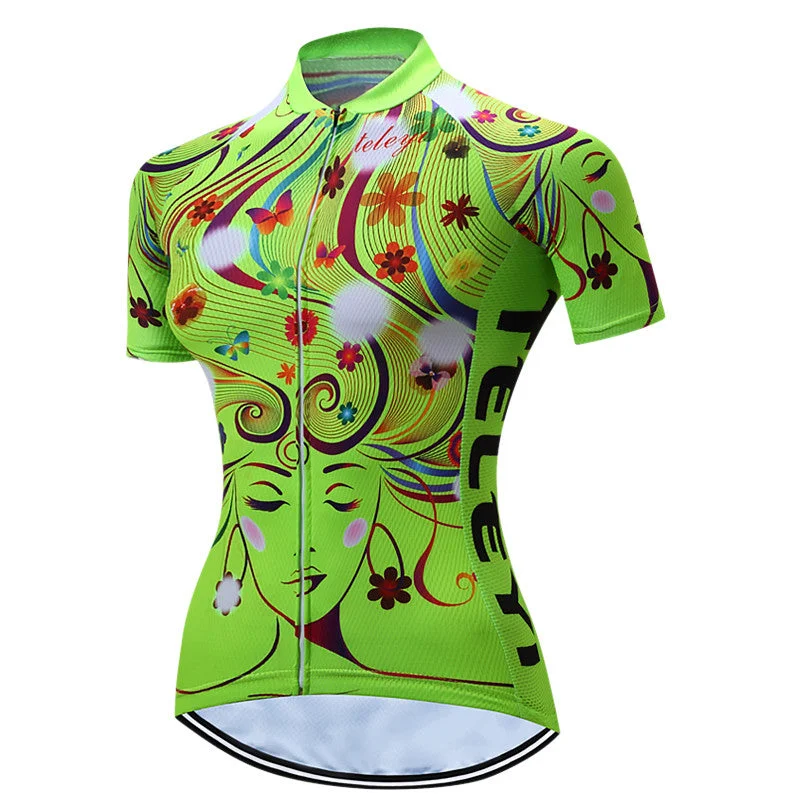 bicycle tool comfort-Cycling Jersey  Ciclismo Mtb  Outdoor Bicycle Green/Red Female face Clothing Sportswear