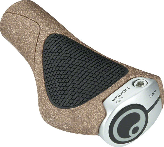 bicycle cleat responsiveness-Ergon GC1 BioKork Grips - Black/Tan, Lock-On