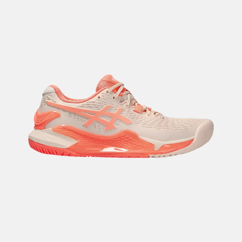 bicycle shoe reliability-Asics GEL-RESOLUTION 9 Women's Tennis Shoes -Pearl Pink/Sun Coral