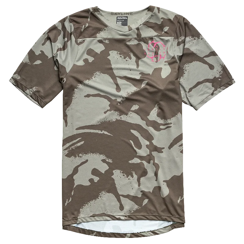 bicycle tire control-Troy Lee Designs Skyline Short Sleeve MTB Jersey - Shadow Camo - Olive