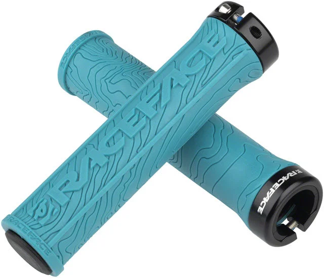 bicycle stunt comfort-RaceFace Half Nelson Grips - Turquoise, Lock-On