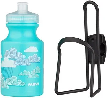 bicycle pump aerodynamics-MSW Kids Water Bottle and Cage Kit - Clouds w/ Black Cage