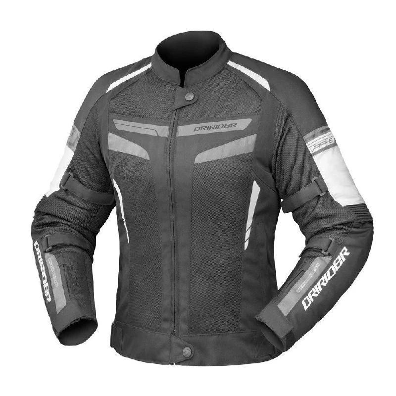 bicycle tire smoothness-DRIRIDER AIR-RIDE 5 LADIES JACKET - BLACK/WHITE/GREY