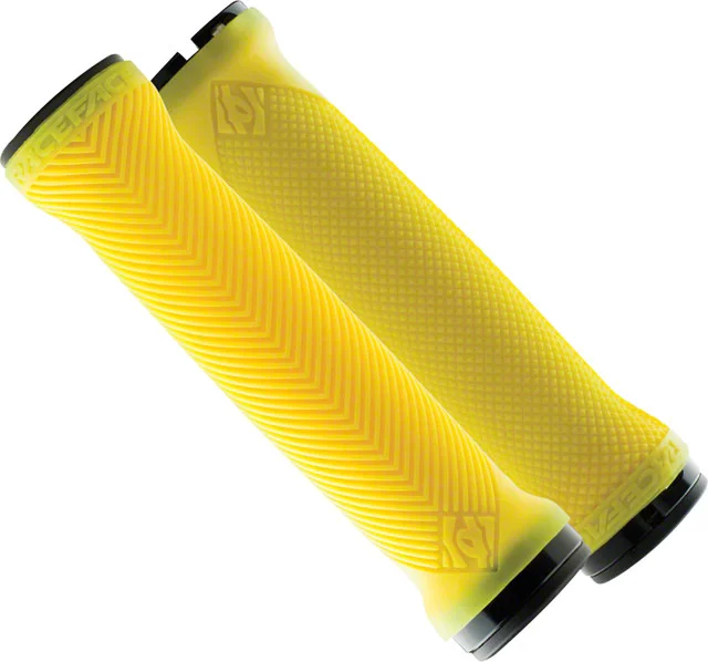 bicycle back comfort-RaceFace Lovehandle Grips - Neon Yellow, Lock-On