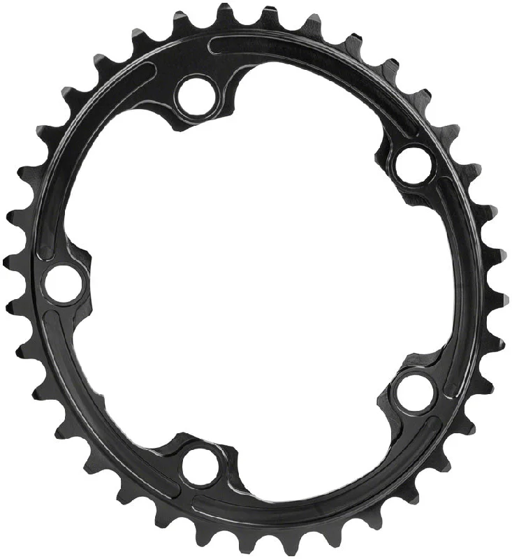 bicycle chain weight-Absolute Black Premium Oval Road Chainring 5x110BCD 36T - Black