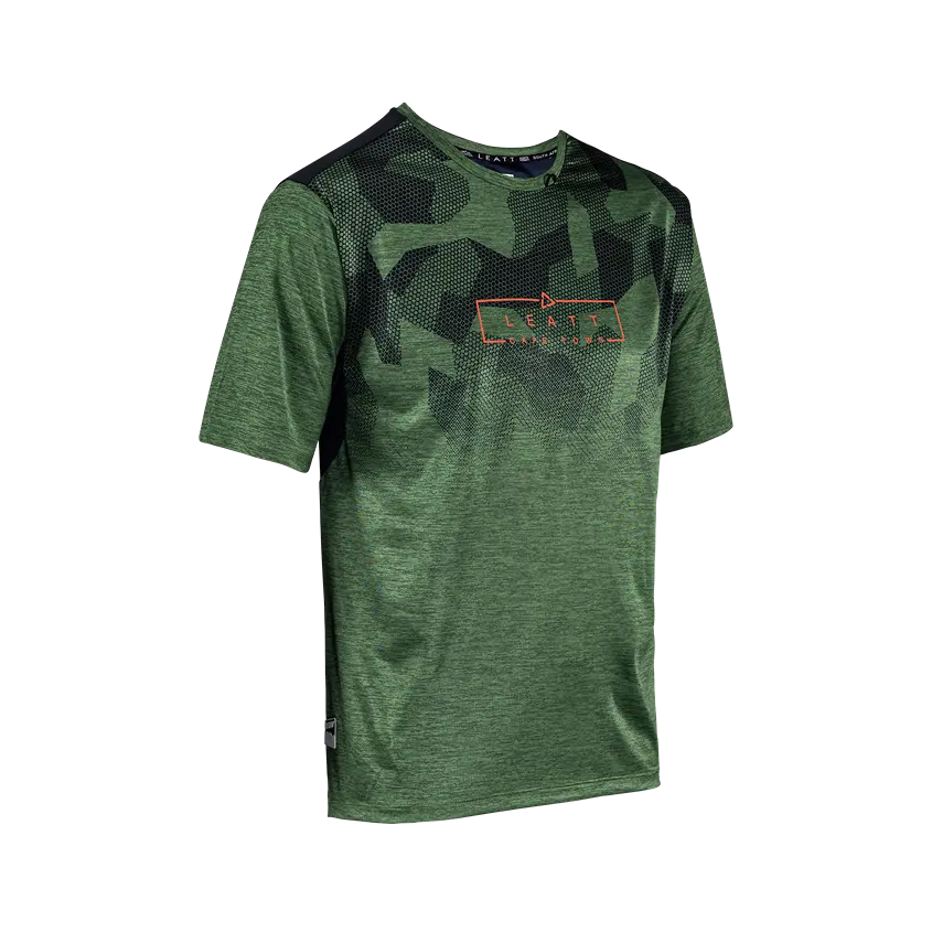 bicycle handlebar adaptability-Leatt Trail 1.0 Short Sleeve MTB Jersey - Spinach - 2024