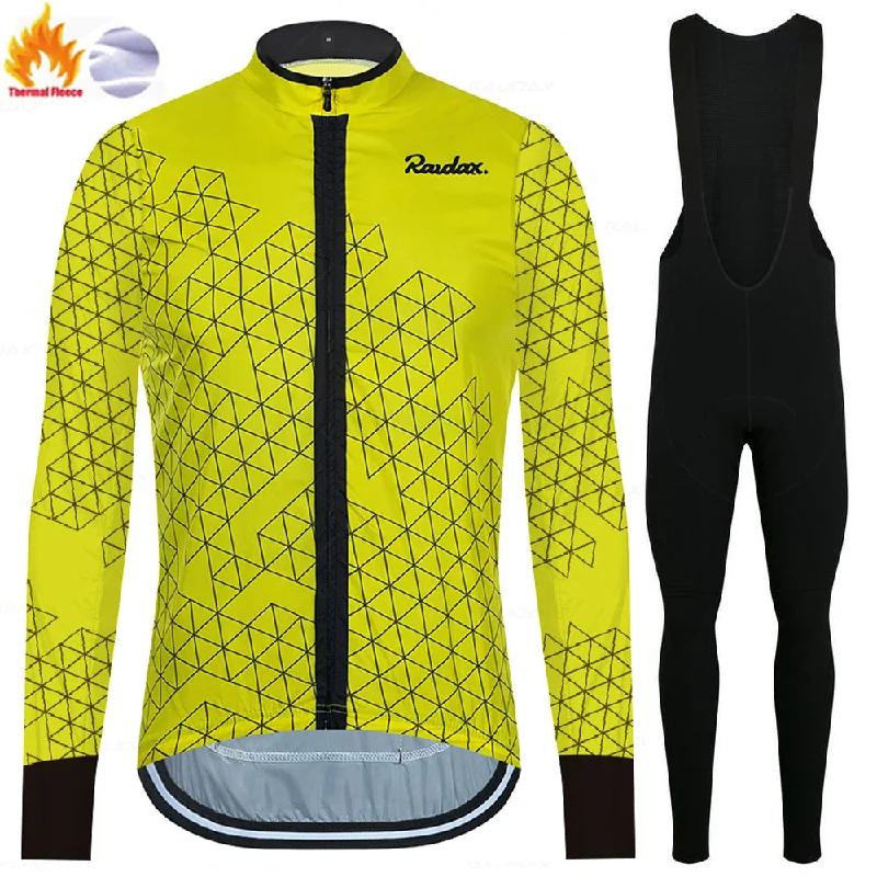 bicycle cleaner efficiency-Raudax Long Sleeve Thermal Fleece Jersey Sets