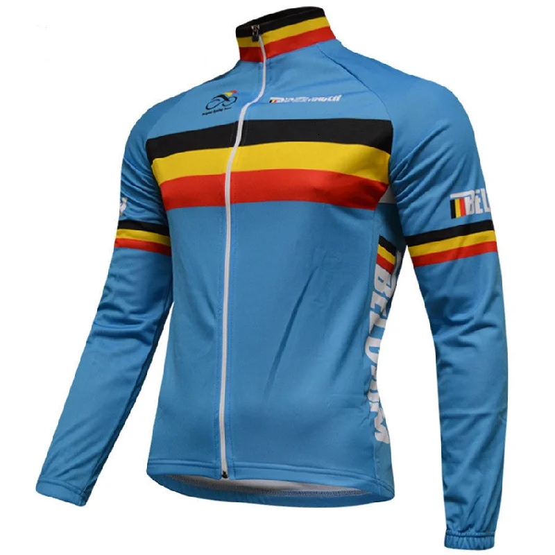 bicycle sidewall capacity-Belgium brand cycling zersey men blue cycling jersey  long sleeve Bike Clothes cycling Wear Racing Bicycle Clothes