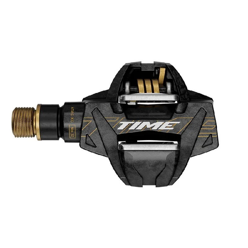 bicycle tire responsiveness-Time ATAC XC 12 Pedals - Dual Sided Clipless Carbon 9/16" Carbon/Gold B1