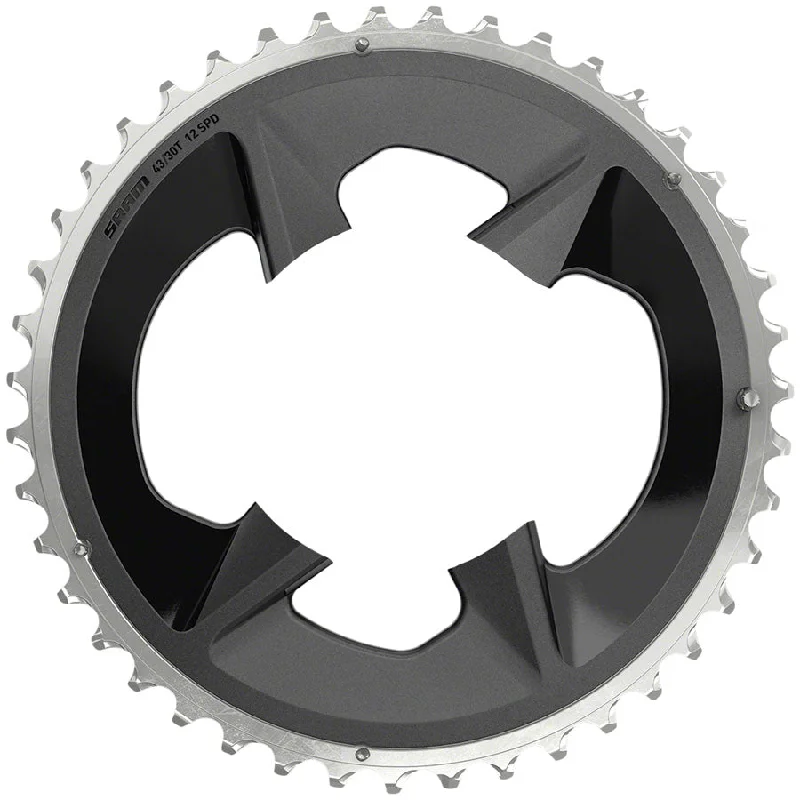 bicycle chain efficiency-SRAM Rival Wide 2x12-Speed Outer Chainring - 43t 94 BCD BLK For use 30t Inner