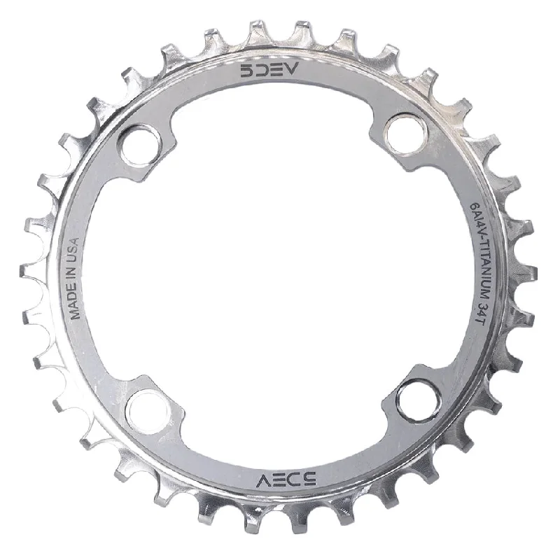 bicycle tire toughness-5Dev 104 BCD Titanium Chainrings 36T Raw/Silver