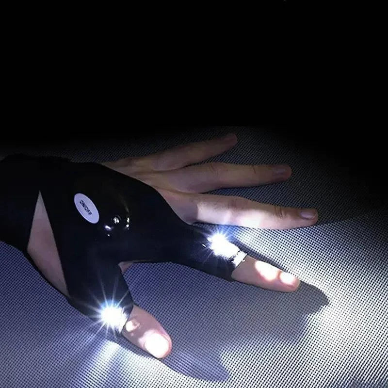 bicycle brake reliability-Night Light Fingerless Glove Waterproof Led Fishing Gloves Camping Hiking Survival Rescue Multi Light Tool Outdoor Tool