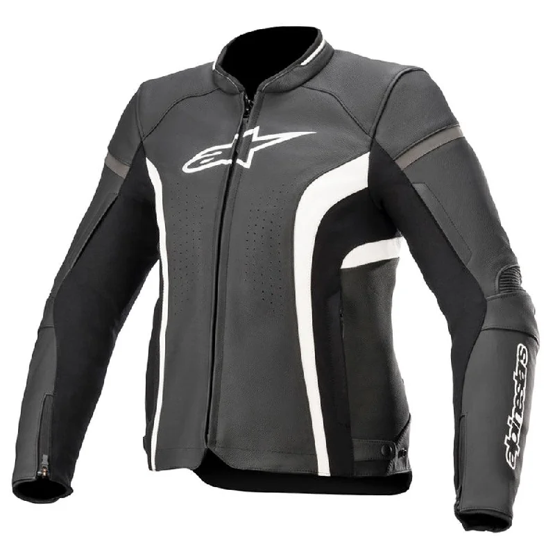 bicycle rust comfort-ALPINESTARS WOMEN KIRA V2 LEATHER JACKET - BLACK/WHITE