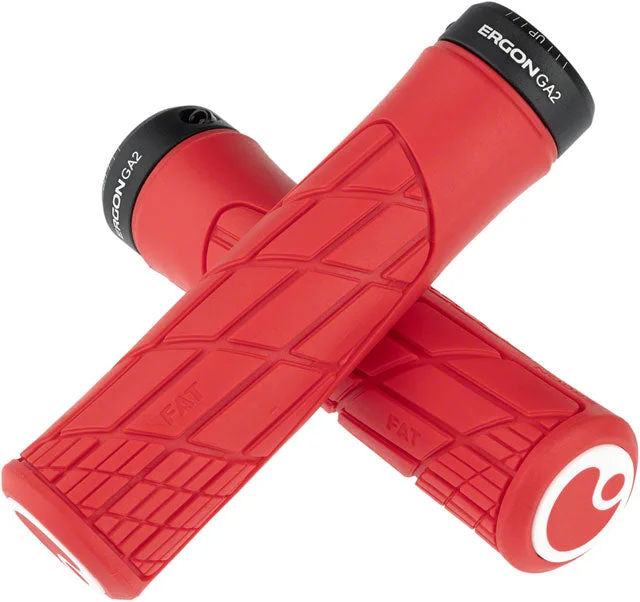 bicycle rotor performance-Ergon GA2 Fat Grips - Risky Red, Lock-On