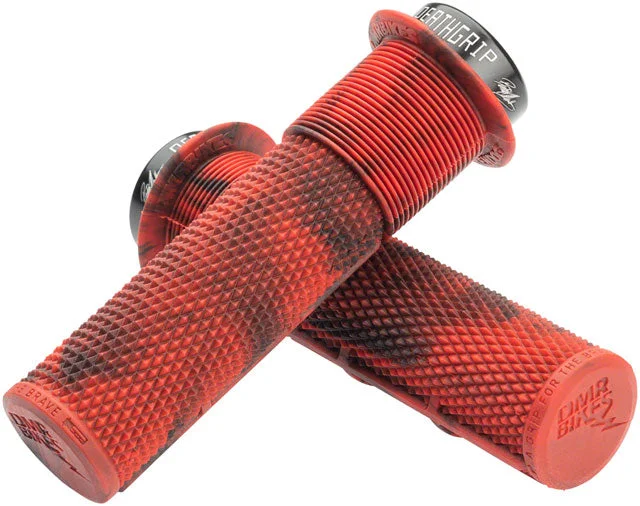 bicycle chain ergonomics-DMR DeathGrip Flanged Grips - Thick, Lock-On, Marble Red