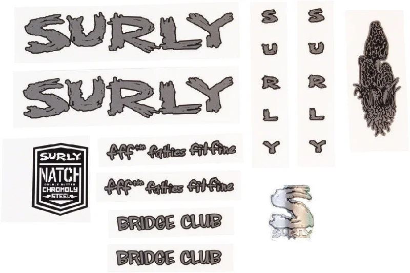 bicycle valve resilience-Surly Bridge Club Frame Decal Set - Dark Metallic Gray