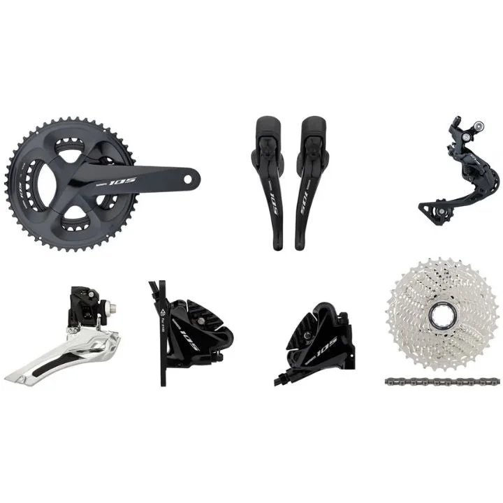 bicycle paint comfort-Shimano 105 R7020 2x11 Disc Brake Groupset