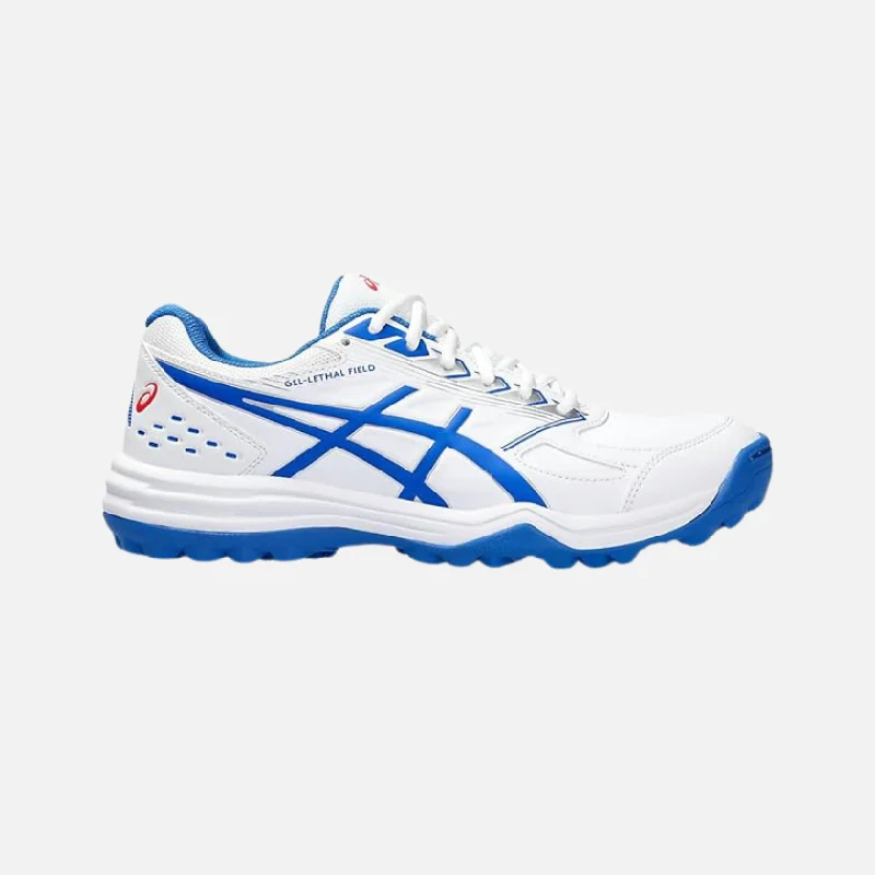 bicycle touring comfort-Asics Gel-Lethal Field Men's Cricket Shoes -White/Tuna Blue