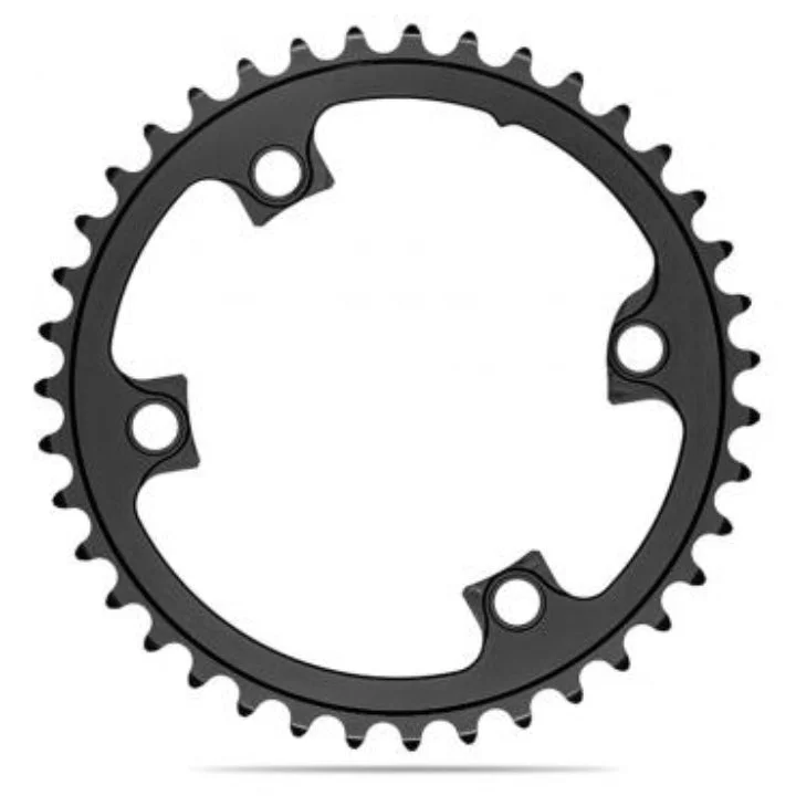 bicycle cleat smoothness-Absolute Oval Road 2X 110/4 Shimano 9100 Chainring