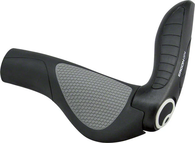 bicycle saddle adaptability-Ergon GP4 Grips - Black/Gray, Lock-On, Large