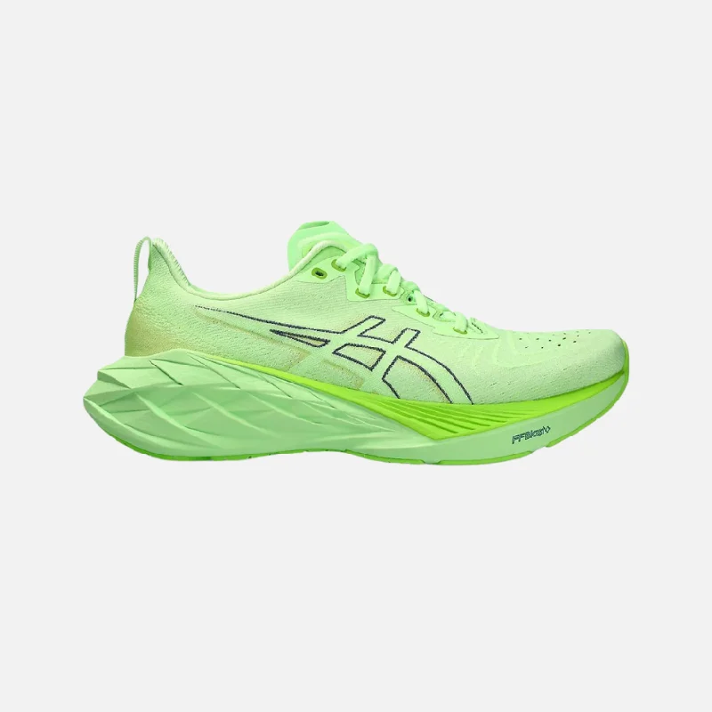 bicycle stand toughness-Asics Novablast 4 Men's Running Shoes -Illuminate Green/Lime Burst