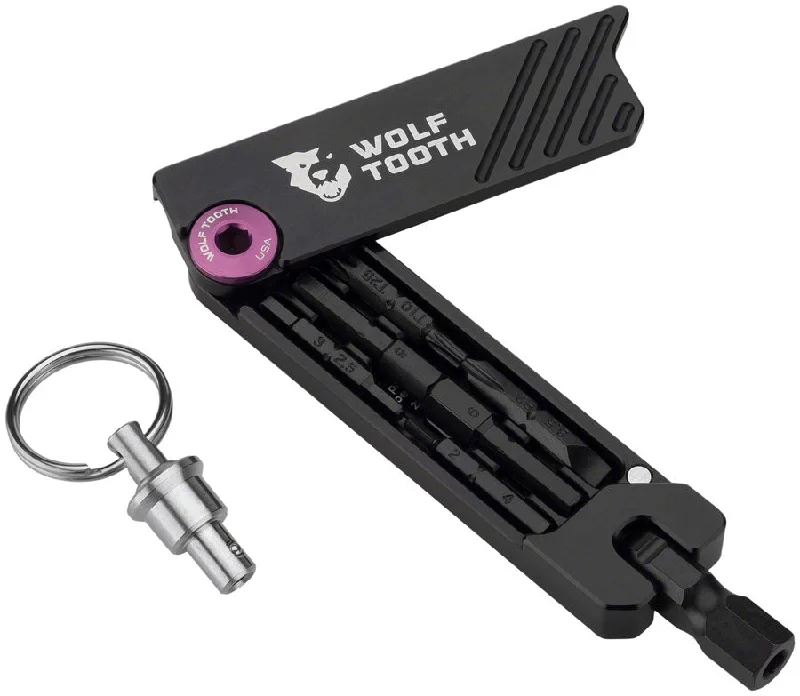 bicycle sidewall capacity-Wolf Tooth 6-Bit Hex Wrench Multi-Tool with Keyring - Purple