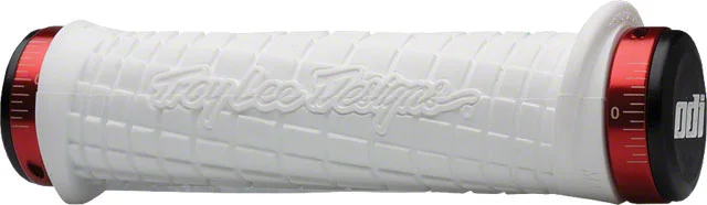 bicycle pedal ergonomics-ODI Troy Lee Grips - White, Lock-On