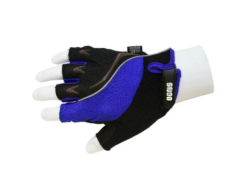 bicycle stem responsiveness-OGNS FLASH BLACK & BLUE PADDED FINGERLESS BIKE CYCLING LIGHTWEIGHT MITTS GLOVES