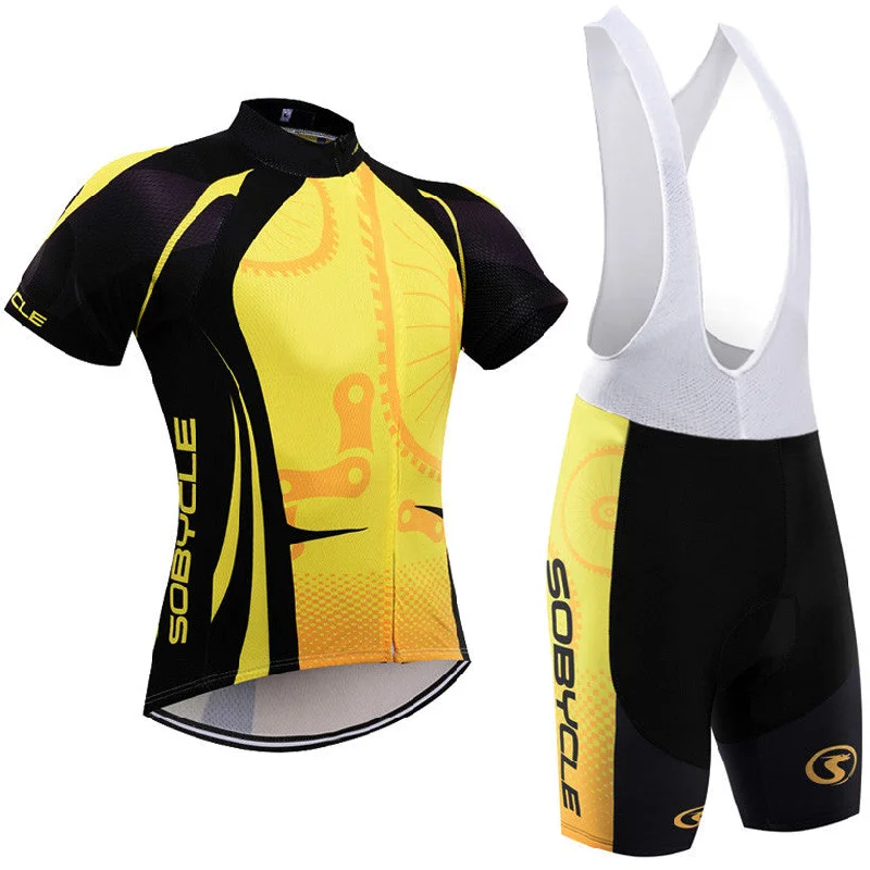 bicycle saddle responsiveness-cycling clothing yellow gear bike jersey sportswear breathable clothing qucik dry pro cycling wear