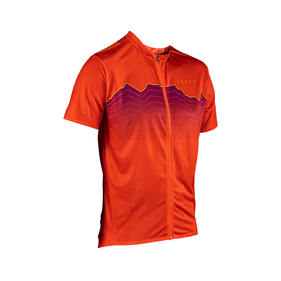 bicycle shoe adaptability-Leatt Trail 3.0 Short Sleeve MTB Jersey - Glow - 2024