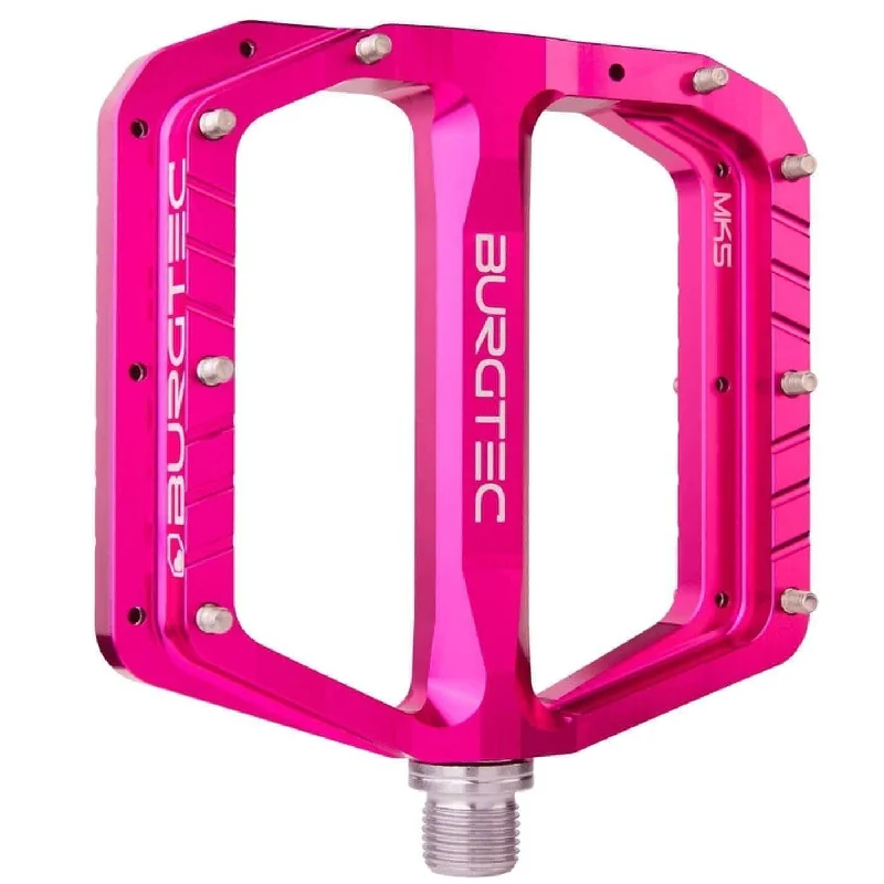 bicycle frame aerodynamics-Burgtec Penthouse Flat Pedals MK5 Steel Boost Axles - Pink