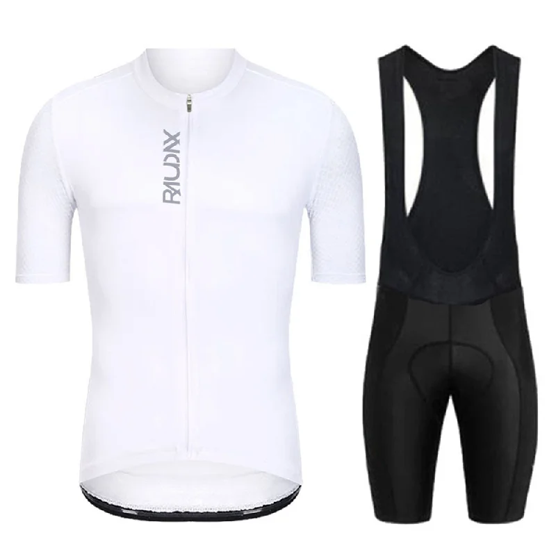 bicycle cleat performance-Raudax White Cycling Jersey Sets (3 Variants)