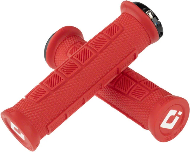 bicycle handlebar strength-ODI Elite Pro Grips - Burnt Red Black, Lock-On