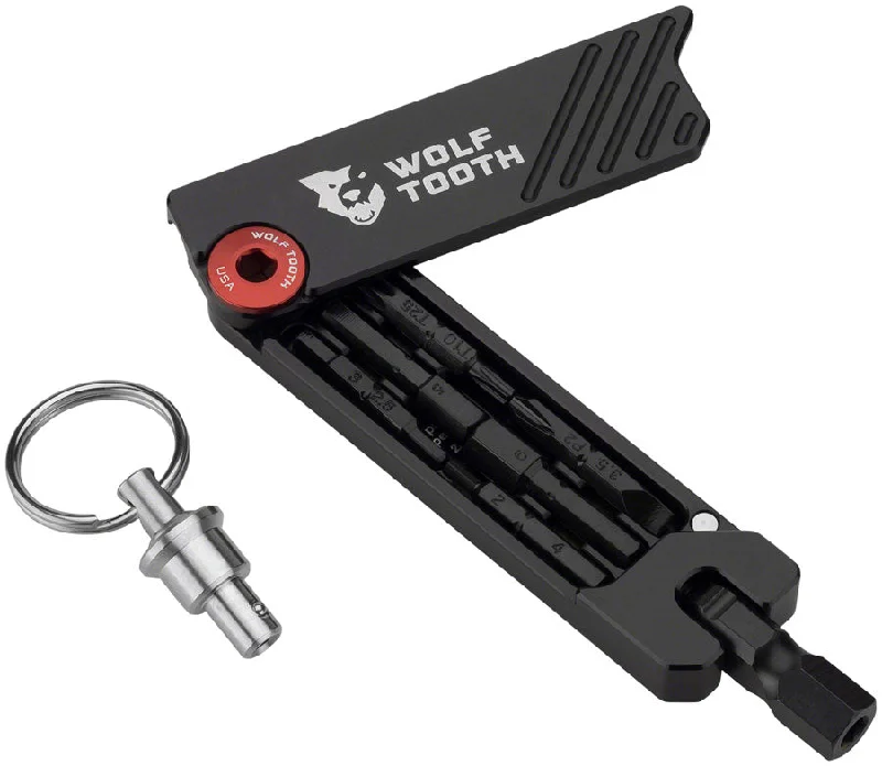 bicycle cleat weight-Wolf Tooth 6-Bit Hex Wrench Multi-Tool with Keyring - Red