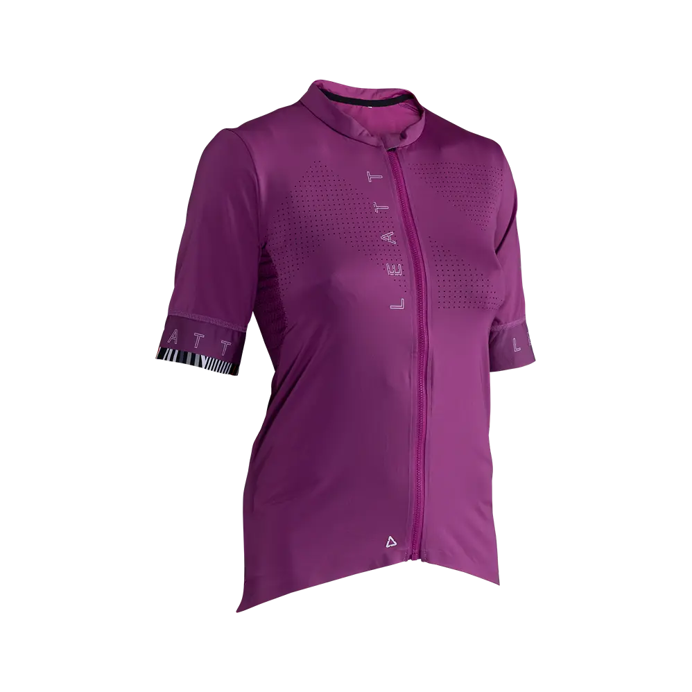 bicycle sidewall toughness-Leatt Endurance 5.0 Short Sleeve MTB Jersey - Womens - Purple - 2024