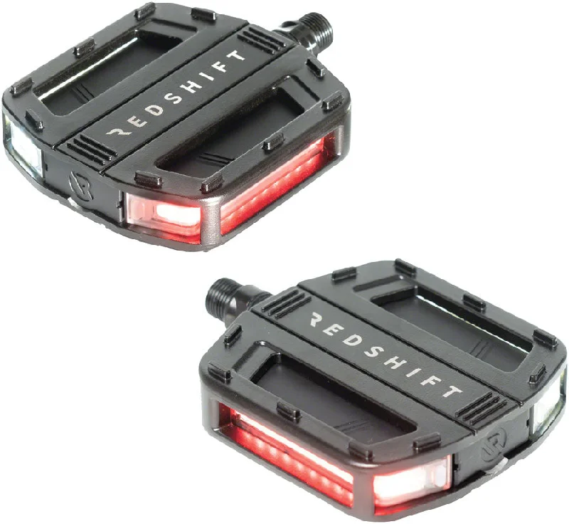 bicycle gravel comfort-Redshift Sports Arclight Flat Pedals with Lights - Aluminum 9/16" Black